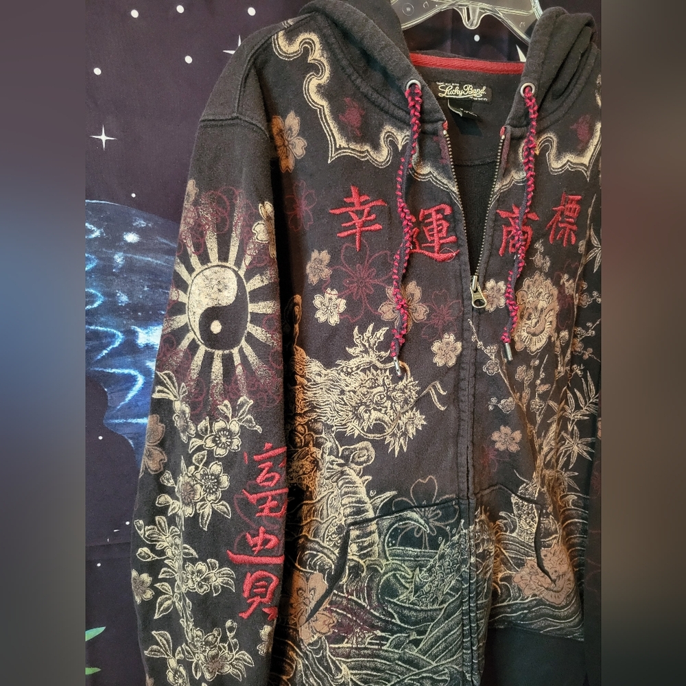 RARE! LUCKYBRAND Yin & Yang Symbol Hoodie - Picture 3 of 16